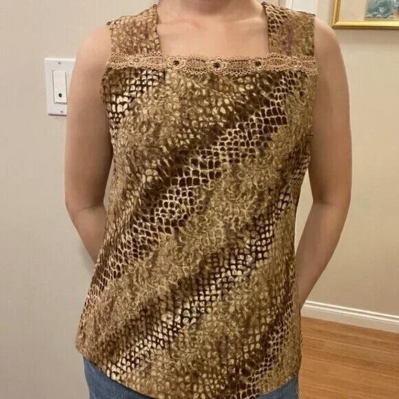 Vintage Made in Italy Snake Print Lace Tank - Picture 6 of 6